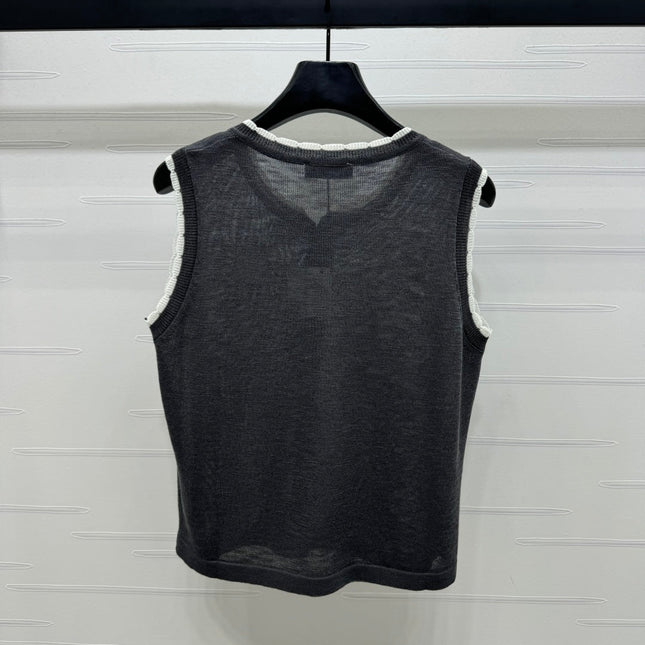 LOEWE 25S ROUND NECK KNITTED VEST WHITE 264068