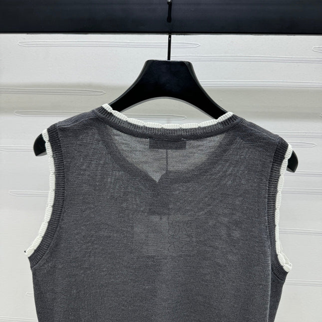 LOEWE 25S ROUND NECK KNITTED VEST WHITE 264068