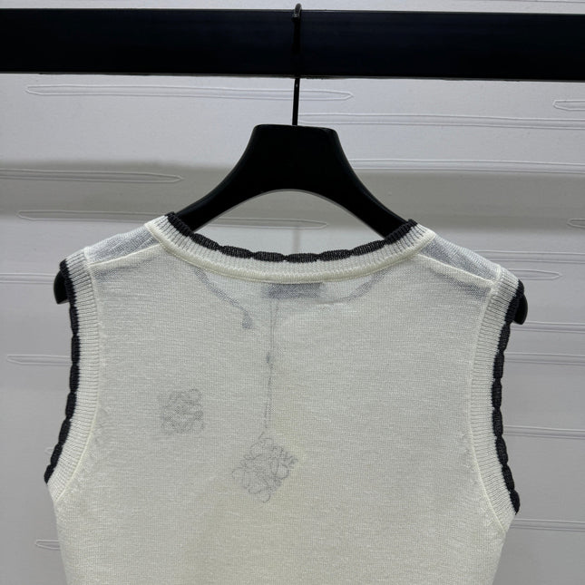 LOEWE 25S ROUND NECK KNITTED VEST WHITE 264069