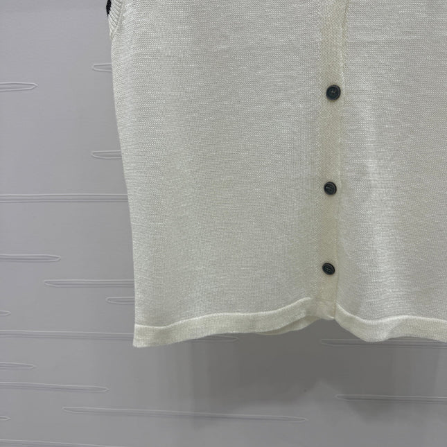 LOEWE 25S ROUND NECK KNITTED VEST WHITE 264069