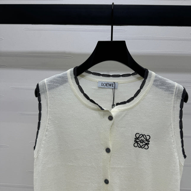 LOEWE 25S ROUND NECK KNITTED VEST WHITE 264069