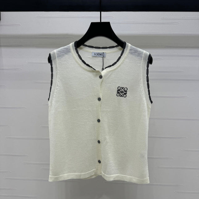 LOEWE 25S ROUND NECK KNITTED VEST WHITE 264069