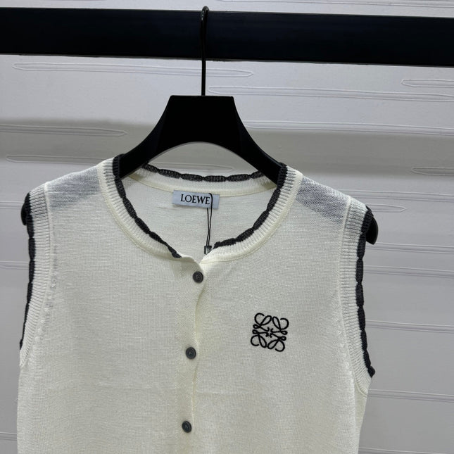 LOEWE 25S ROUND NECK KNITTED VEST WHITE 264069