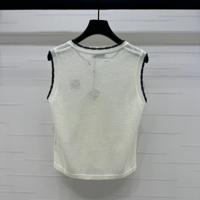 LOEWE 25S ROUND NECK KNITTED VEST WHITE 264069