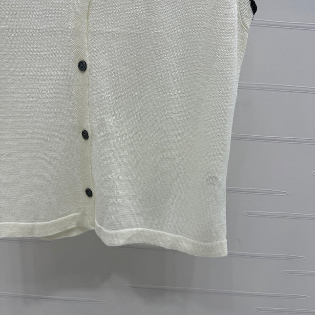 LOEWE 25S ROUND NECK KNITTED VEST WHITE 264069