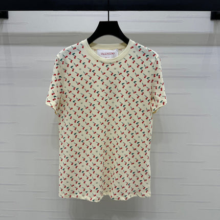 VALENTINO 25S CHERRY PATTERN ROUND NECK T-SHIRT 264040
