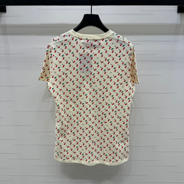 VALENTINO 25S CHERRY PATTERN ROUND NECK T-SHIRT 264040
