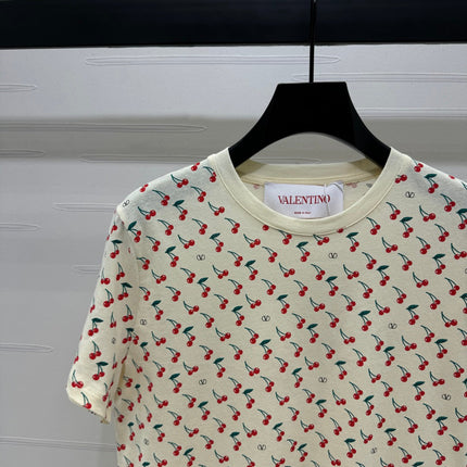 VALENTINO 25S CHERRY PATTERN ROUND NECK T-SHIRT 264040