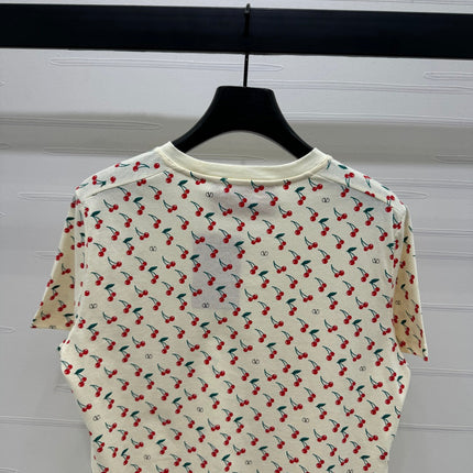 VALENTINO 25S CHERRY PATTERN ROUND NECK T-SHIRT 264040