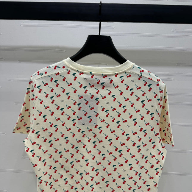VALENTINO 25S CHERRY PATTERN ROUND NECK T-SHIRT 264040