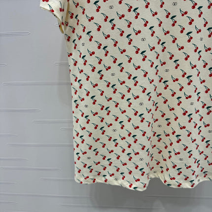 VALENTINO 25S CHERRY PATTERN ROUND NECK T-SHIRT 264040