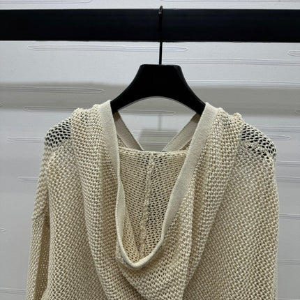 PRADA LACE-KNIT LONG-SLEEVE HOODIE 274830