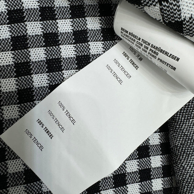 MIUMIU CREW NECK SHORT-SLEEVE PLAID KNIT TOP 274833