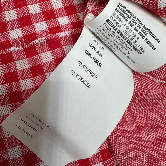 MIUMIU CREW NECK SHORT-SLEEVE PLAID KNIT TOP 274834