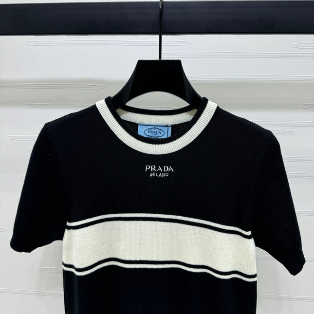 PRADA SHORT-SLEEVE CREW NECK SWEATER 269413