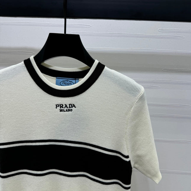 PRADA SHORT-SLEEVE CREW NECK SWEATER 269414