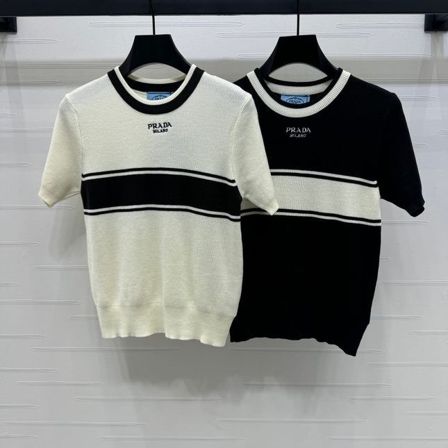 PRADA SHORT-SLEEVE CREW NECK SWEATER 269414