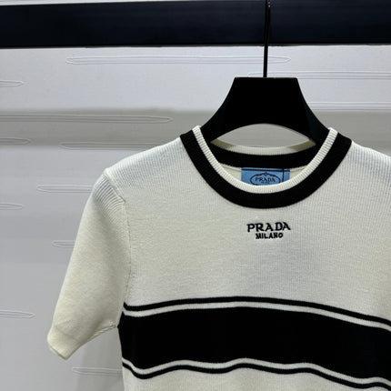 PRADA SHORT-SLEEVE CREW NECK SWEATER 269414