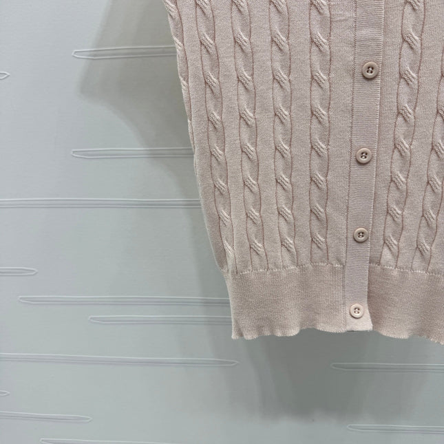 MIUMIU U-NECK KNITTED SHORT-SLEEVE TOP PINK 274947