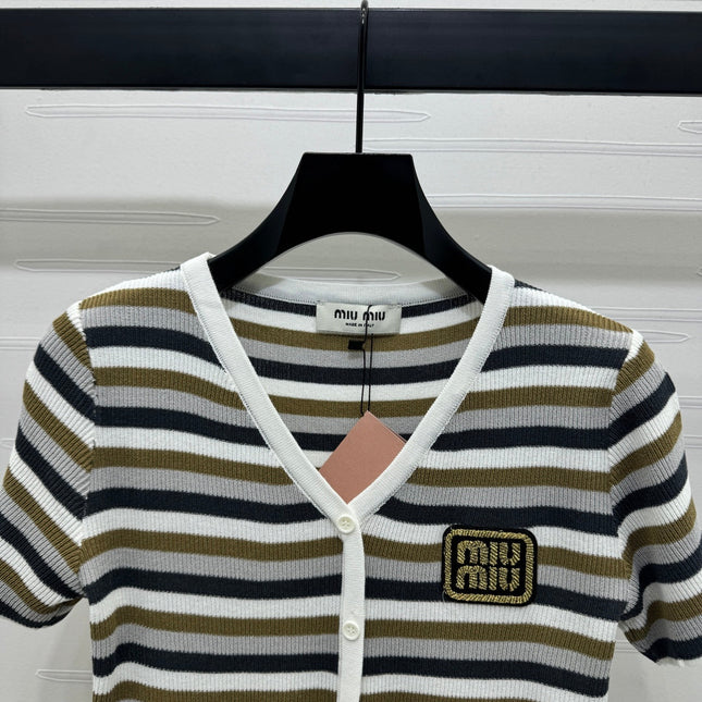 MIUMIU SHORT-SLEEVE KNIT CARDIGAN 274944