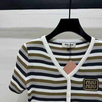 MIUMIU SHORT-SLEEVE KNIT CARDIGAN 274944