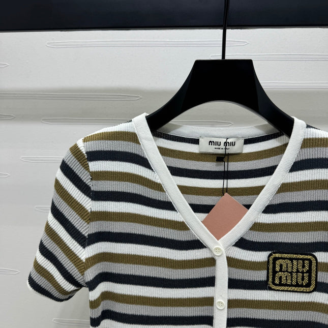 MIUMIU SHORT-SLEEVE KNIT CARDIGAN 274944