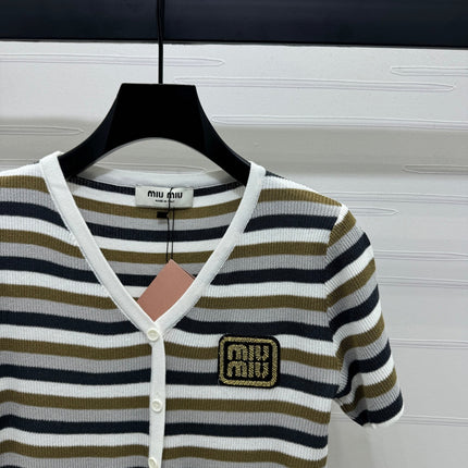 MIUMIU SHORT-SLEEVE KNIT CARDIGAN 274944