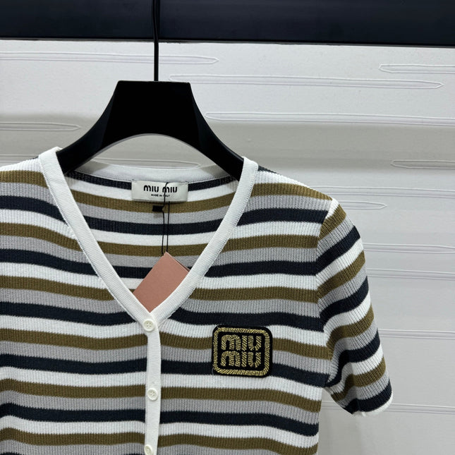 MIUMIU SHORT-SLEEVE KNIT CARDIGAN 274944