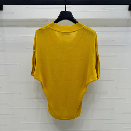 DIOR V-NECK KNITTED SHORT-SLEEVE T-SHIRT YELLOW 274935