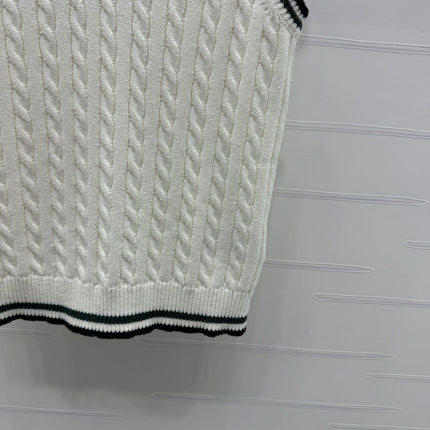 DIOR KNITTED V-NECK SLEEVELESS VEST WHITE 274923