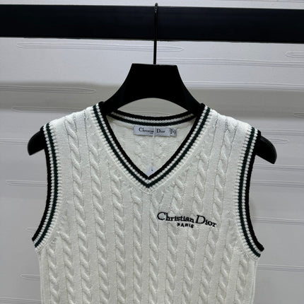 DIOR KNITTED V-NECK SLEEVELESS VEST WHITE 274923