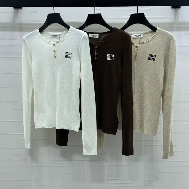 MIUMIU KNITTED LONG SLEEVE TOP STYLE 482