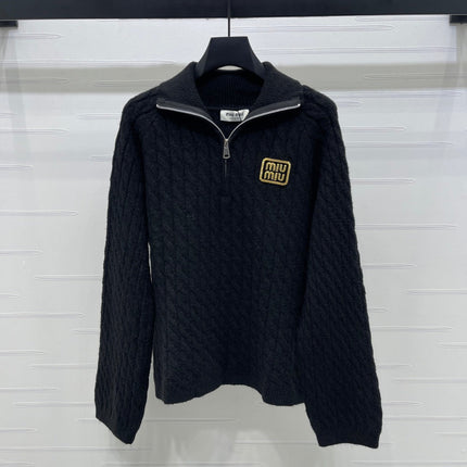 MIUMIU HALF-ZIP KNITTED PULLOVER WITH COLLAR STYLE 486