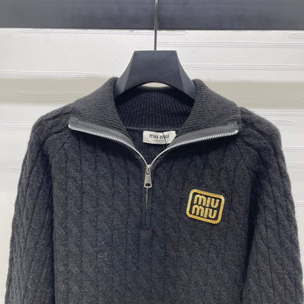 MIUMIU HALF-ZIP KNITTED PULLOVER WITH COLLAR STYLE 486
