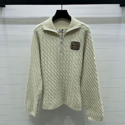 MIUMIU HALF-ZIP KNITTED PULLOVER WITH COLLAR STYLE 485
