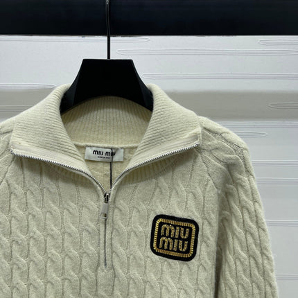 MIUMIU HALF-ZIP KNITTED PULLOVER WITH COLLAR STYLE 485