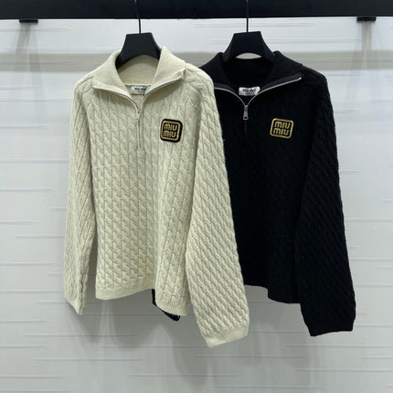 MIUMIU HALF-ZIP KNITTED PULLOVER WITH COLLAR STYLE 485