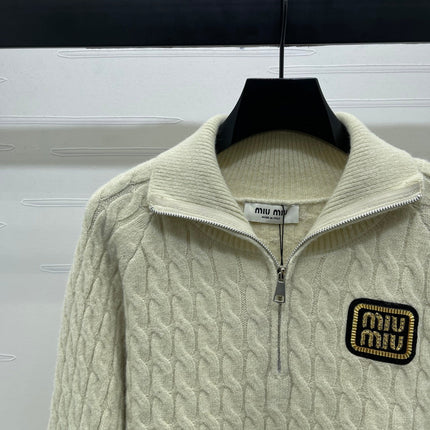 MIUMIU HALF-ZIP KNITTED PULLOVER WITH COLLAR STYLE 485