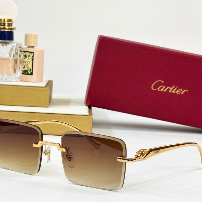 PANTHÈRE RIMLESS SQUARE FRAME SUNGLASSES 564103 IN METAL