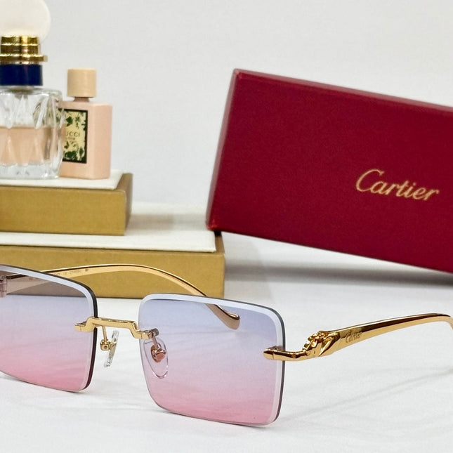 PANTHÈRE RIMLESS SQUARE FRAME SUNGLASSES 564103 IN METAL