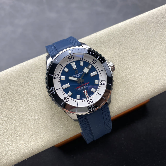 SUPEROCEAN AUTOMATIC 44 BLACK CERAMIC BEZEL BLUE RUBBER STRAP