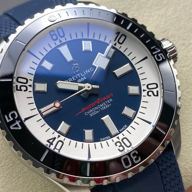 SUPEROCEAN AUTOMATIC 44 BLACK CERAMIC BEZEL BLUE RUBBER STRAP