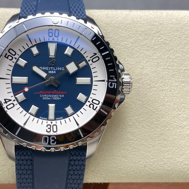 SUPEROCEAN AUTOMATIC 44 BLACK CERAMIC BEZEL BLUE RUBBER STRAP