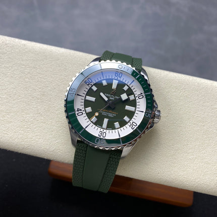 SUPEROCEAN AUTOMATIC 44 GREEN CERAMIC BEZEL GREEN RUBBER STRAP