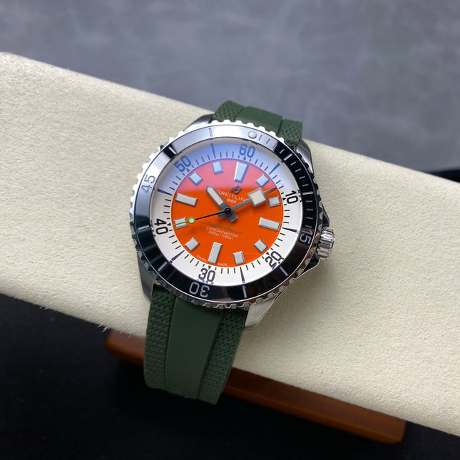 SUPEROCEAN AUTOMATIC 44 BLACK CERAMIC BEZEL GREEN RUBBER STRAP