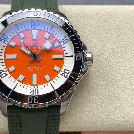 SUPEROCEAN AUTOMATIC 44 BLACK CERAMIC BEZEL GREEN RUBBER STRAP