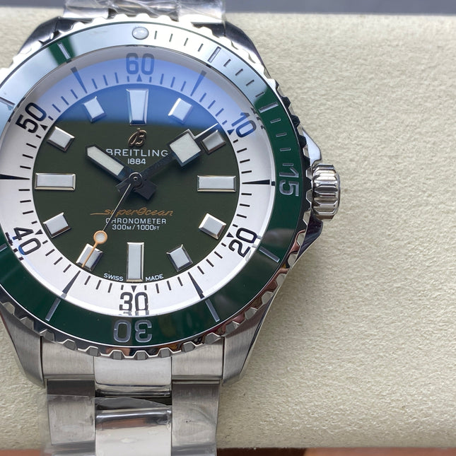 SUPEROCEAN AUTOMATIC 44 STEEL CASE GREEN CERAMIC BEZEL