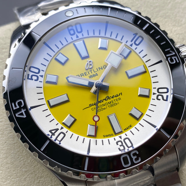 SUPEROCEAN AUTOMATIC 44 BLACK CERAMIC BEZEL YELLOW AND WHITE DIAL