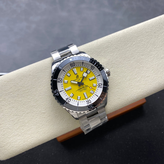 SUPEROCEAN AUTOMATIC 44 BLACK CERAMIC BEZEL YELLOW AND WHITE DIAL
