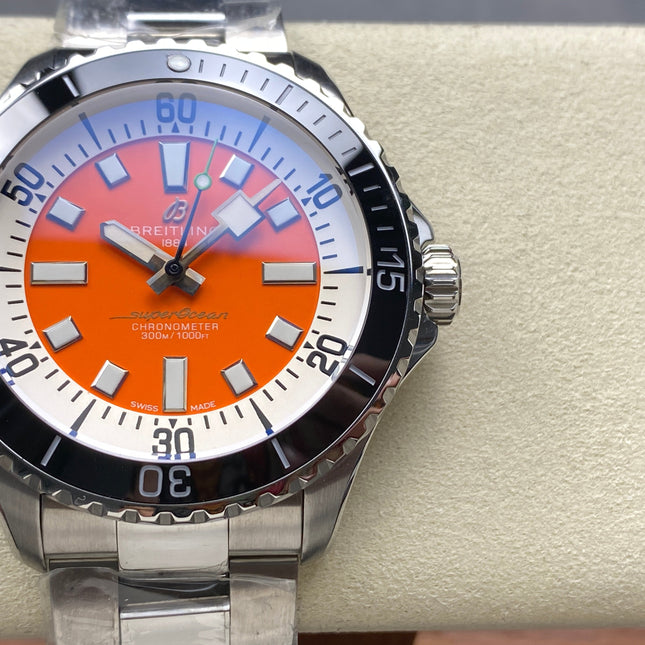 SUPEROCEAN AUTOMATIC 44 BLACK CERAMIC BEZEL ORANGE AND WHITE DIAL